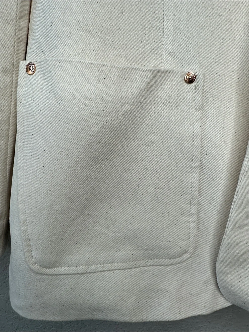 Sam Edelman 100% Cotton Canvas Zander Blazer Size Small Cream Scalloped Edges